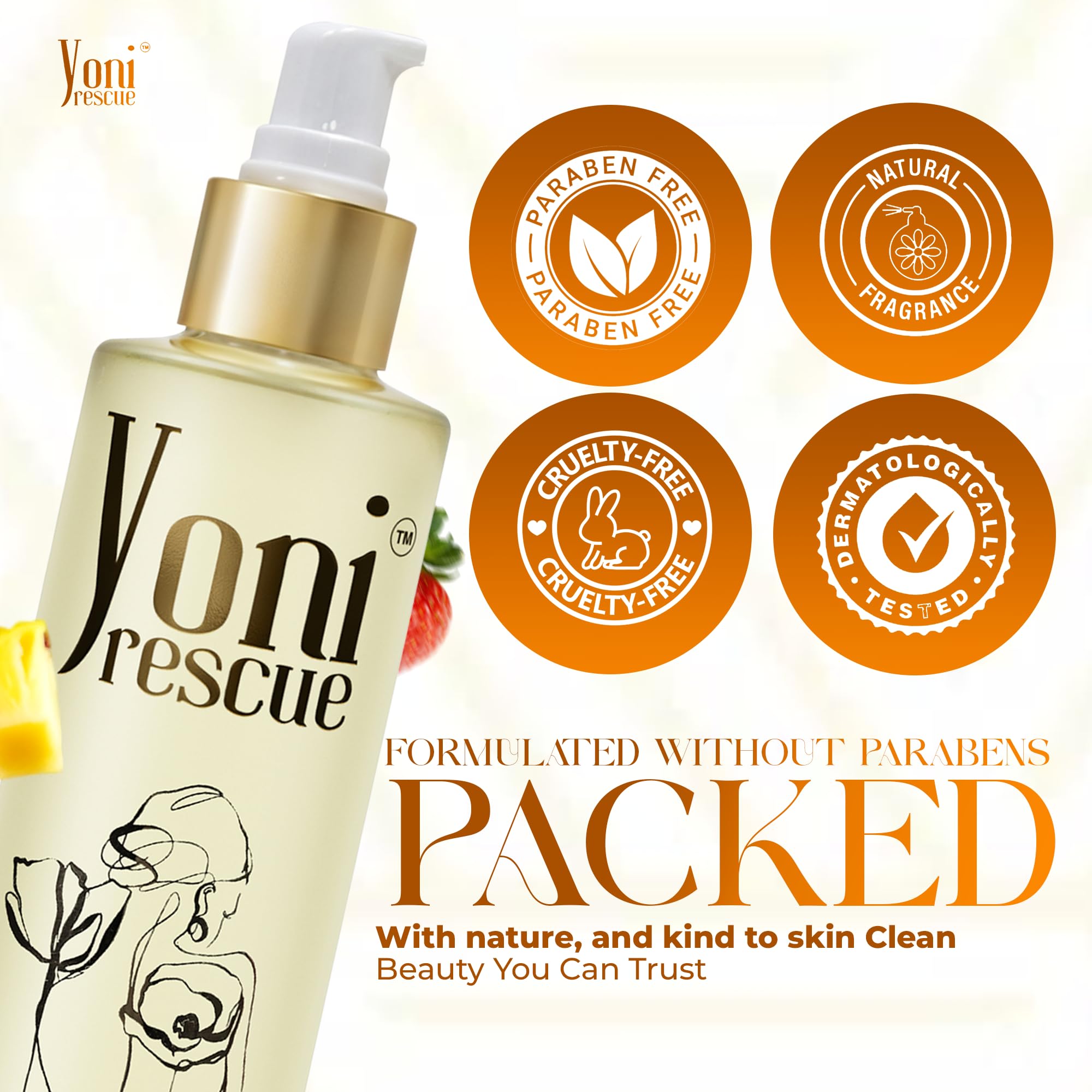 After-shower scene with Yoni Rescue Vanilla Body Oil applying on skin.