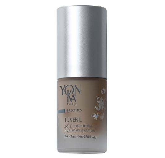Yon-Ka Juvenil Acne Spot Treatment bottle close-up highlighting purifying sulfur formula.