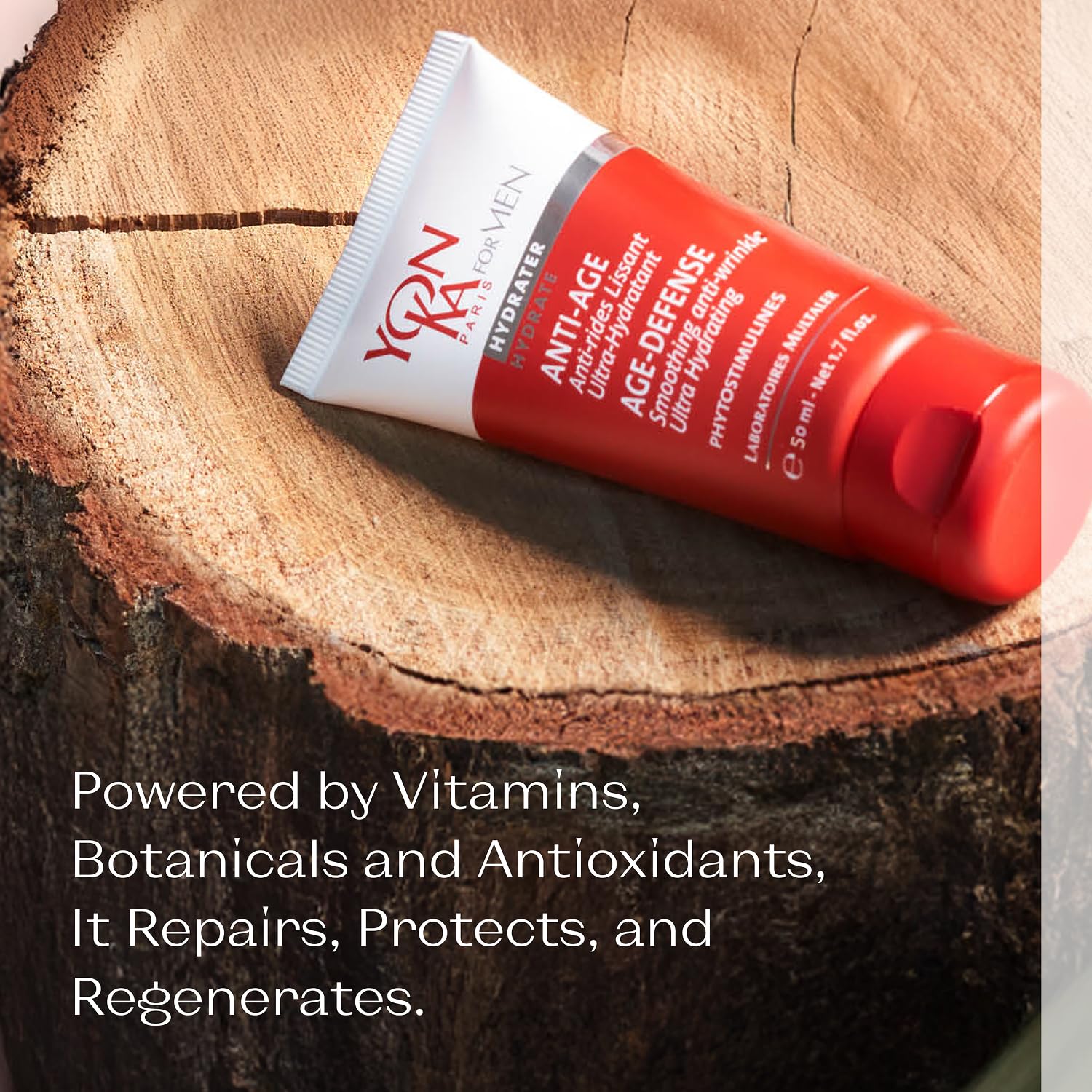 Yon-Ka Mens Age Defense Moisturizer on bathroom shelf for daily self-care