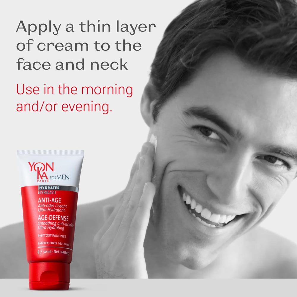 Yon-Ka Mens Age Defense Moisturizer packaging box suggests premium daily care