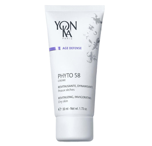 Yonka Phyto 58 PS Night Cream bottle shown for overnight hydration and revitalization