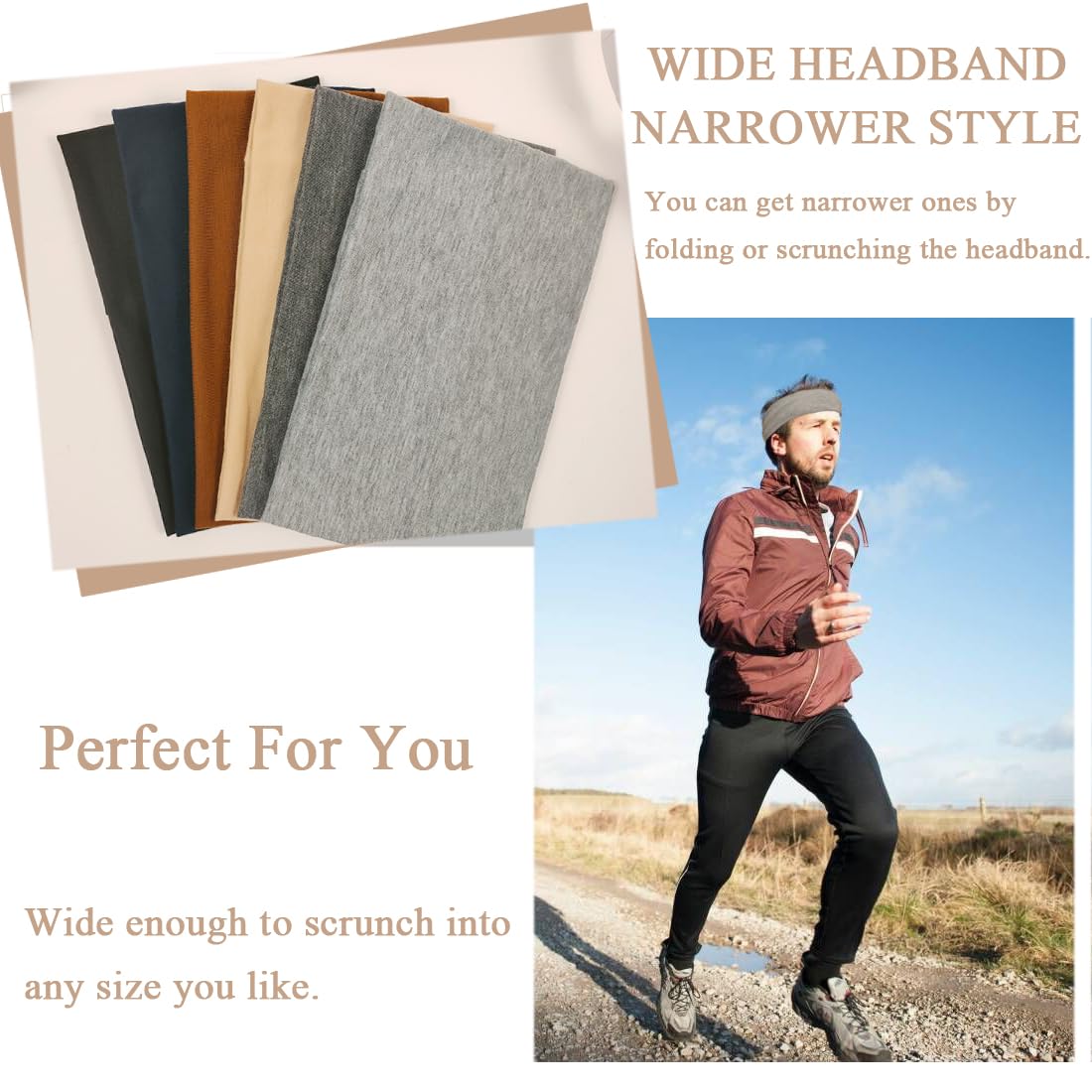 YONUF elastic headband non-slip design stays in place during activity.