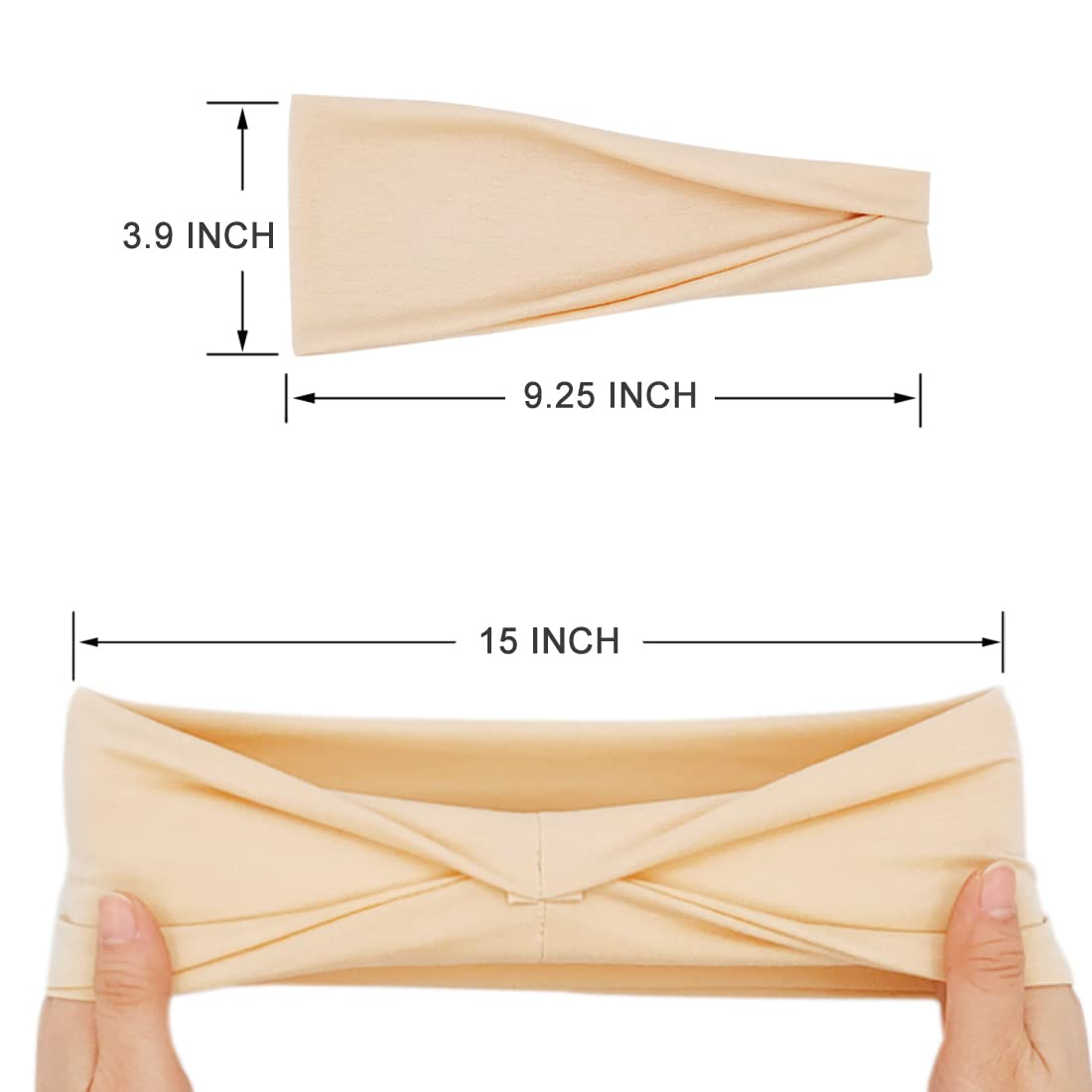 Close-up of YONUF headband fabric, soft polyester-spandex blend and stretch