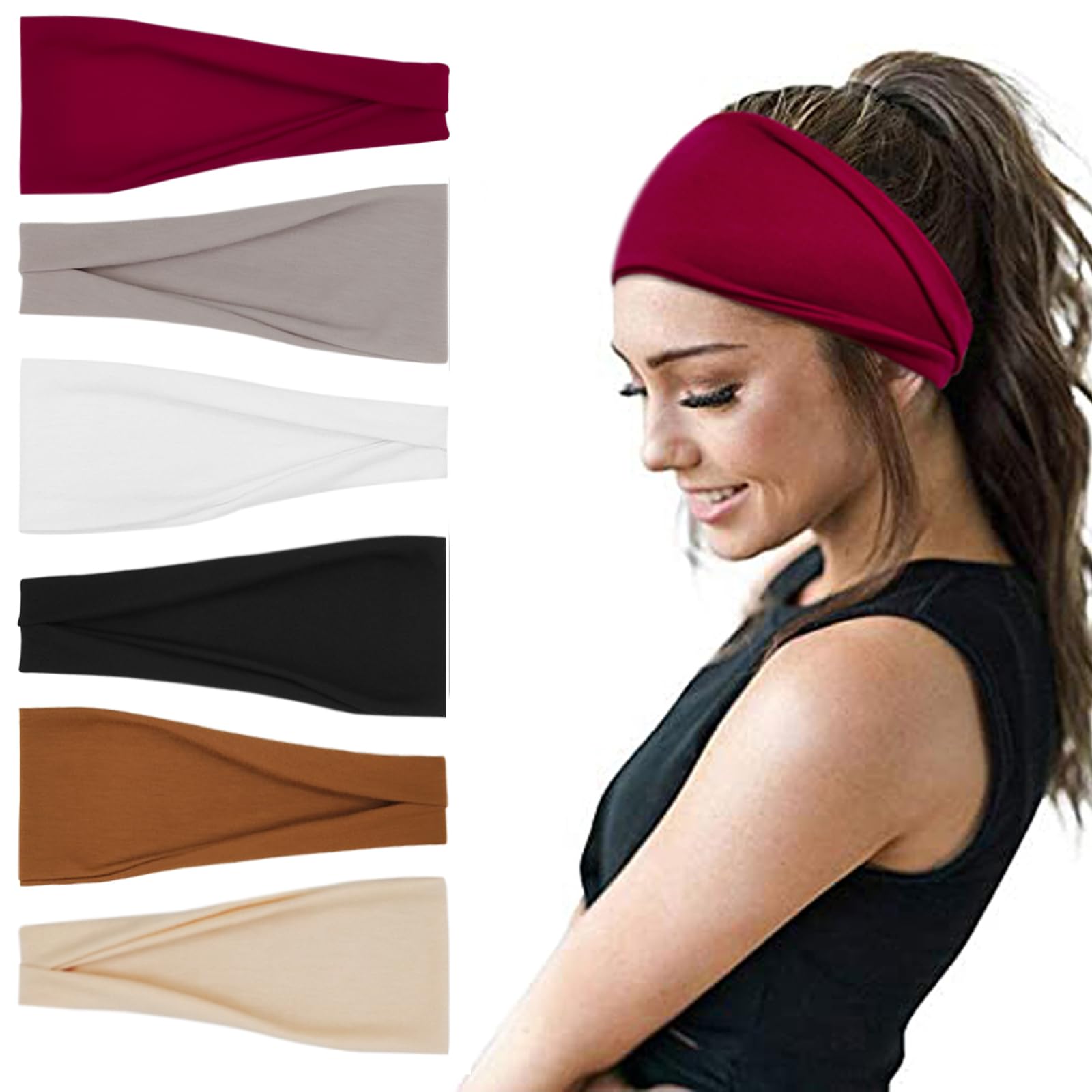 YONUF Fashion Headbands in a yoga setting with comfortable, breathable fabric