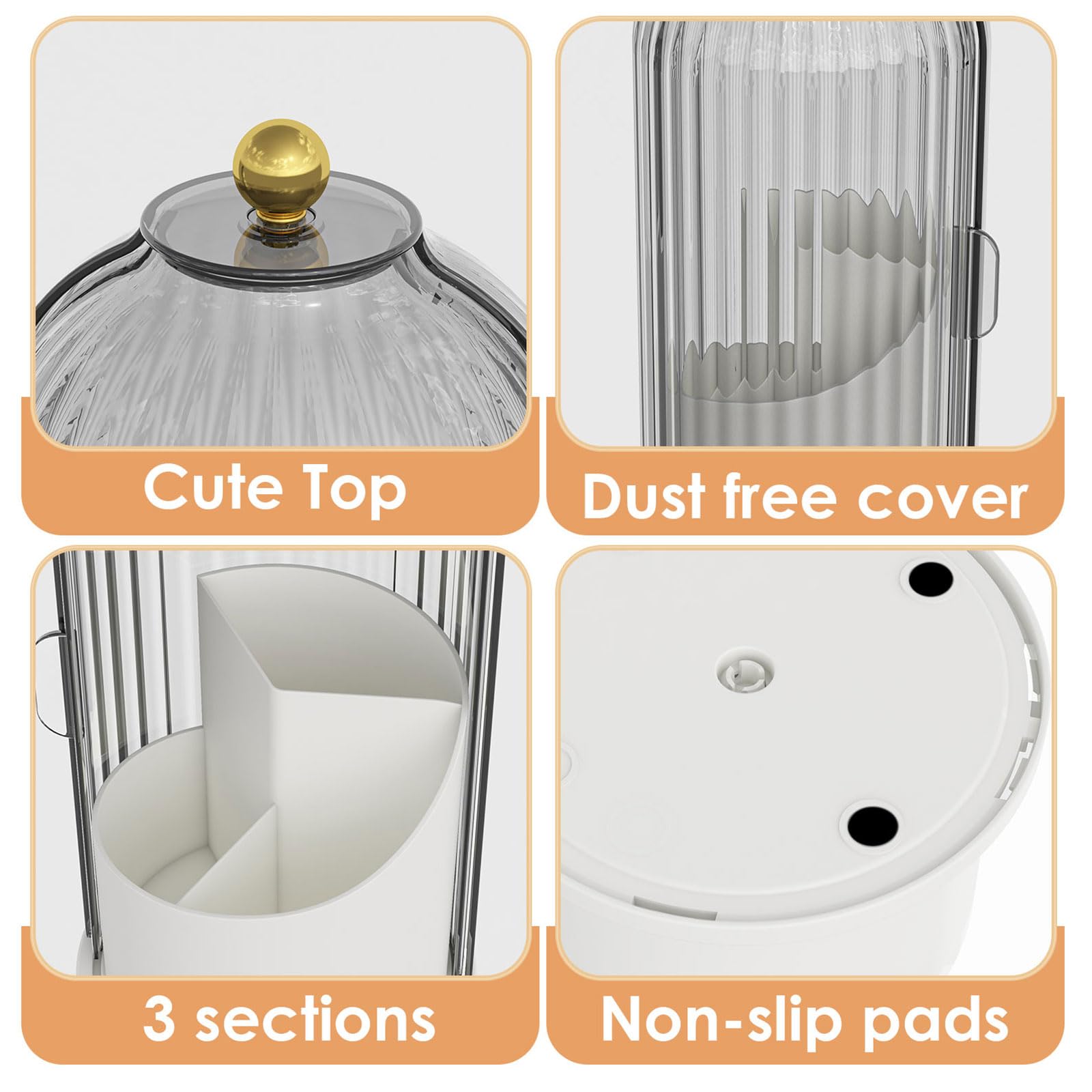 YOOLENS three-depth brush slots fit short and tall brushes.