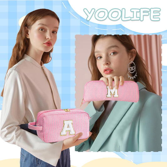 YOOLIFE chenille letter patch detail shows stitching monogram