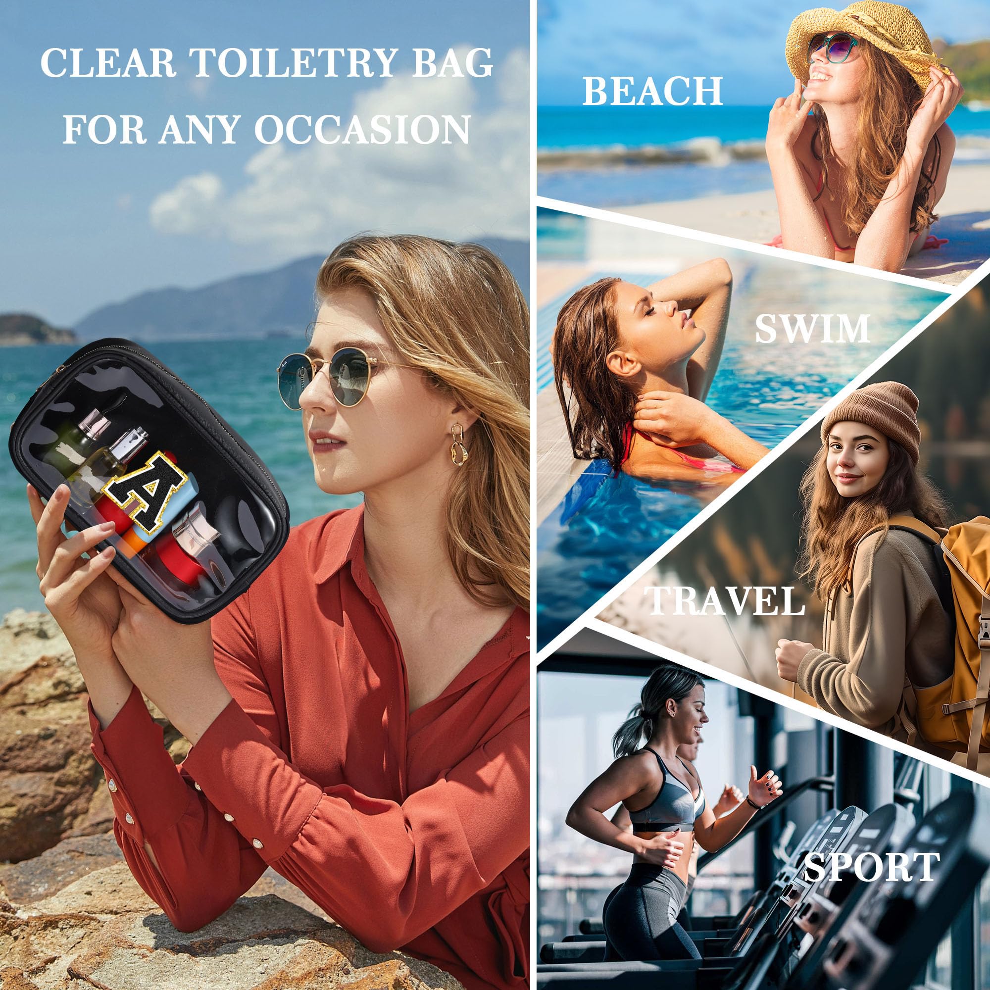YOOLIFE clear makeup bag open compartment highlights easy access to items