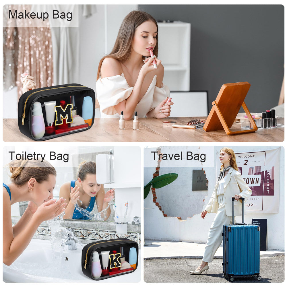 YOOLIFE clear makeup bag side view emphasizes slim travel-friendly profile
