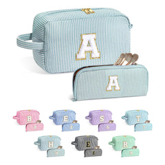 YOOLIFE monogram green makeup bag front view keeps essentials organized
