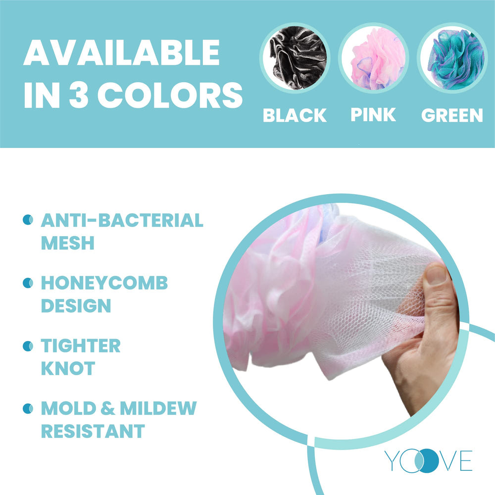 Yoove luffa pouf with hook for bathroom organization