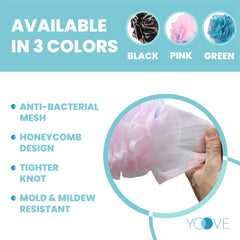 Yoove luffa pouf with hook for bathroom organization