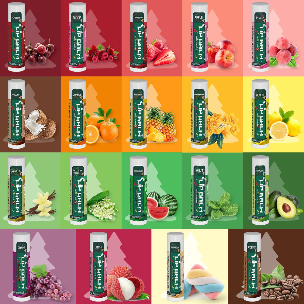 Yopela lip balm display shows 19 flavors for versatile daily care
