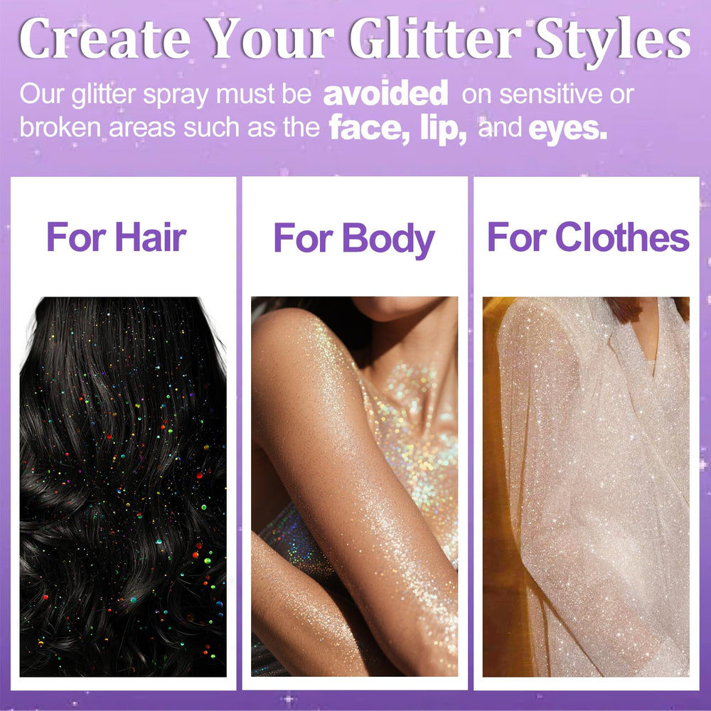 Yosca glitter spray on clothes creates eye-catching party accents.