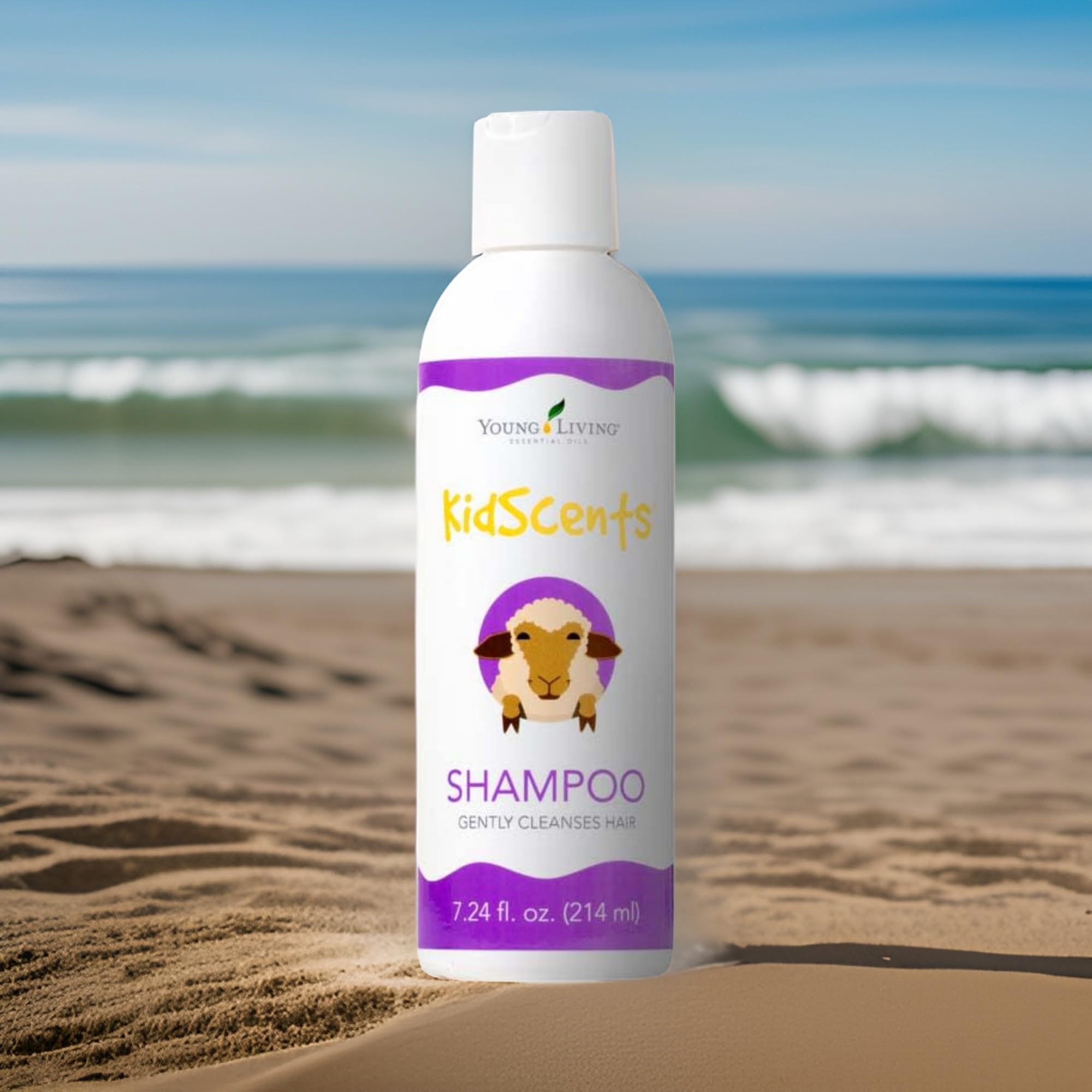 Young Living KidScents Shampoo bottle and label highlight natural ingredients.