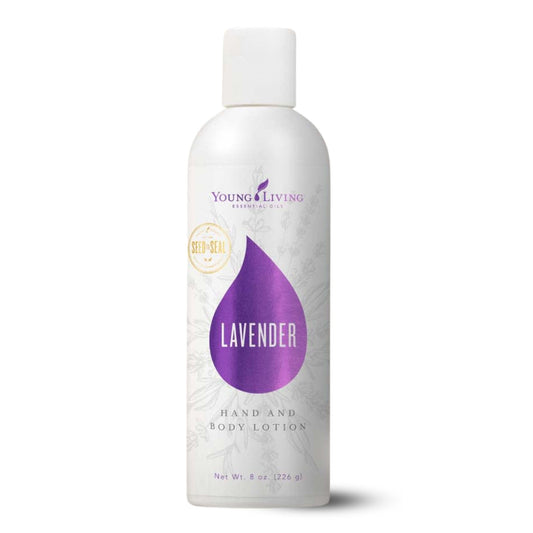 Young Living Lavender Hand & Body Lotion bottle delivering soothing, non-greasy hydration for soft skin