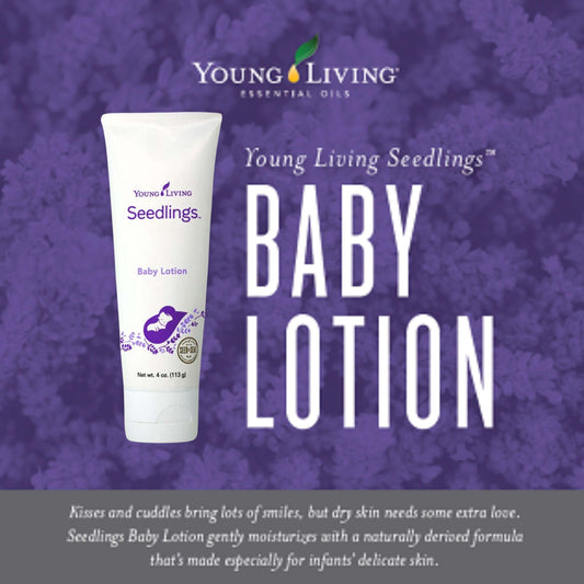 Texture spread of Young Living Seedlings Baby Lotion reveals non-greasy hydration