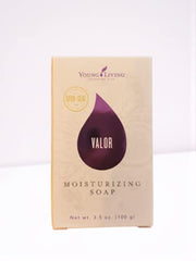 Young Living Valor moisturizing bar soap packaging showcases premium, travel-friendly design.