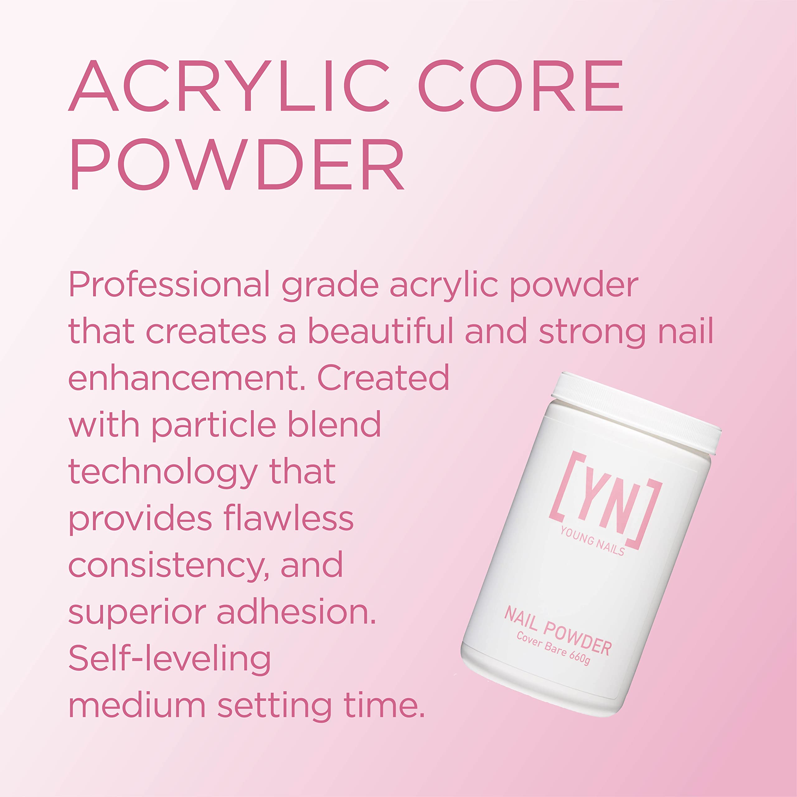 Young Nails Acrylic Core Powder nude collection swatch for seamless overlays