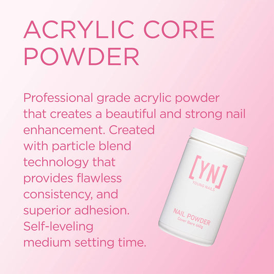 Young Nails Acrylic Core Powder nude collection swatch for seamless overlays