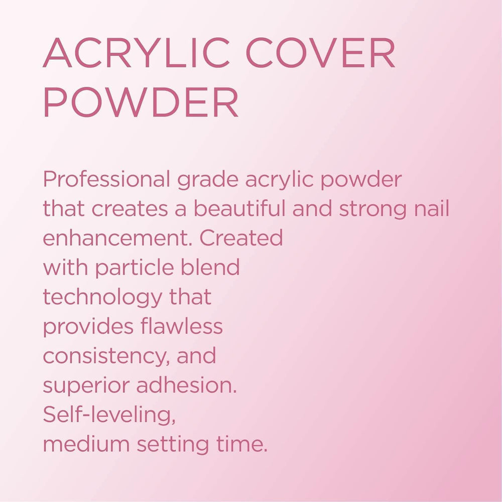 Young Nails Acrylic Cover Powder swatch cards display natural nude tones with easy blendability.