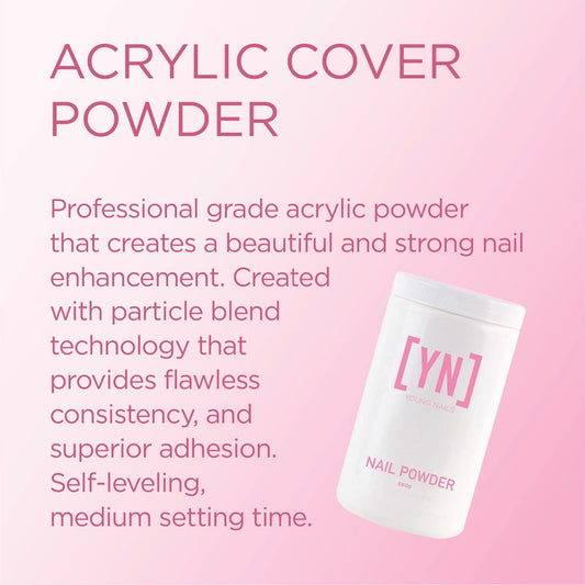 Young Nails pink acrylic cover powder ideal for natural-looking nails.