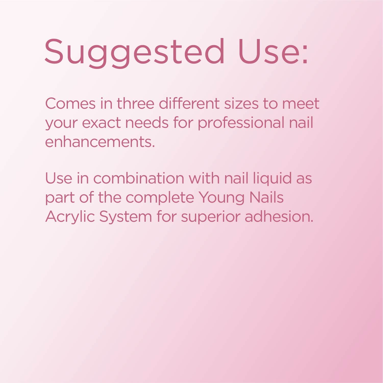 Young Nails cover powder packaging with 45g, 85g, and 660g sizes