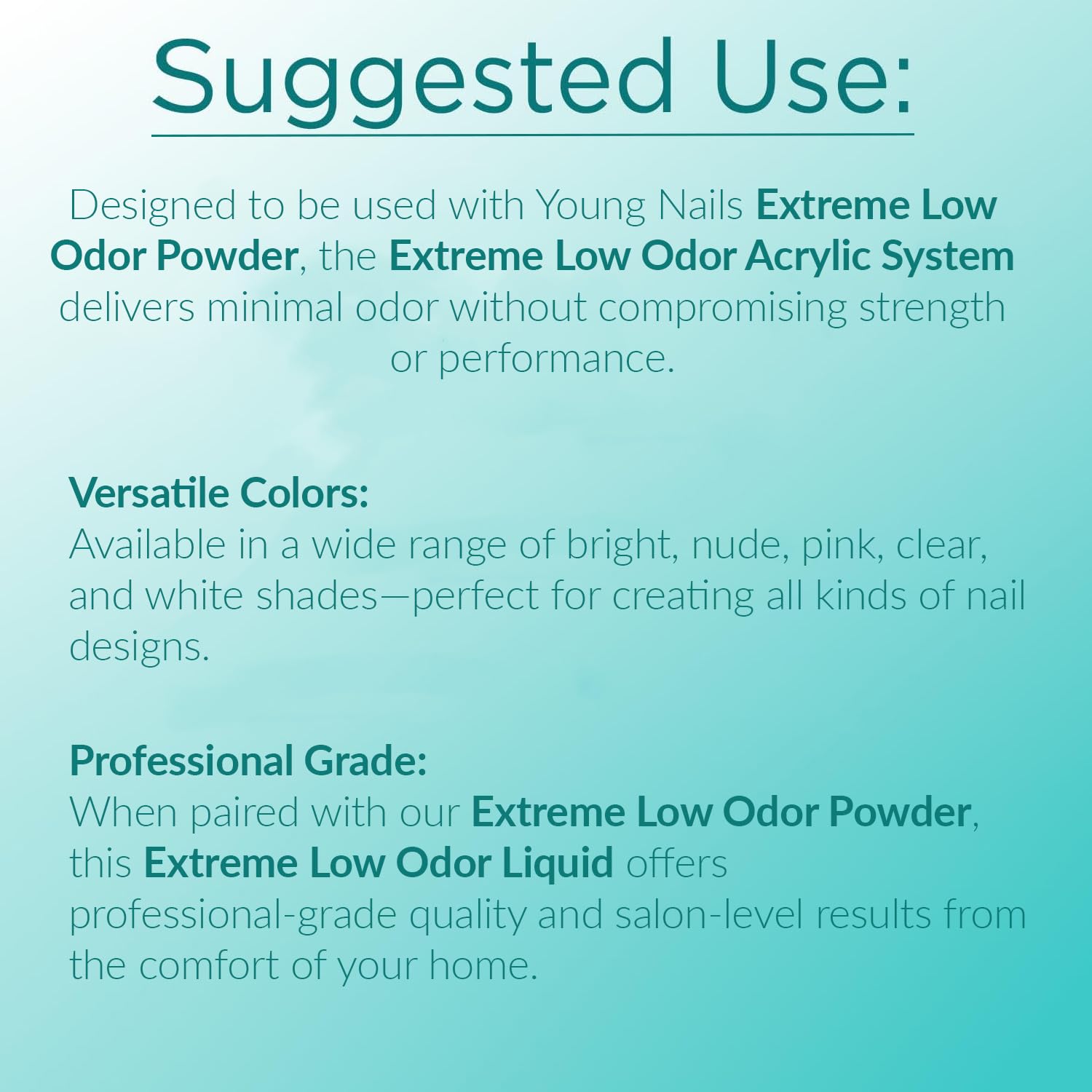 Young Nails Extreme Low Odor Monomer demonstrates salon-grade, long-lasting acrylic results