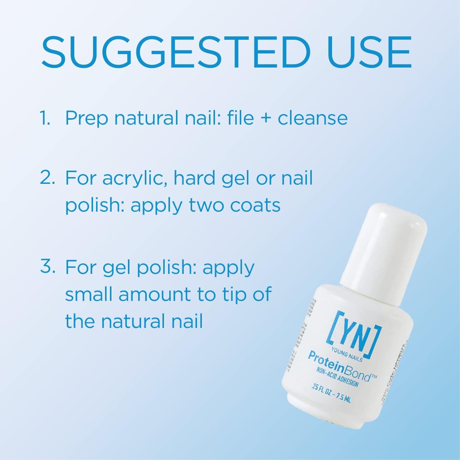 Young Nails Nail Protein Bond keratin adhesion supports durable nail gel and polish anchoring.