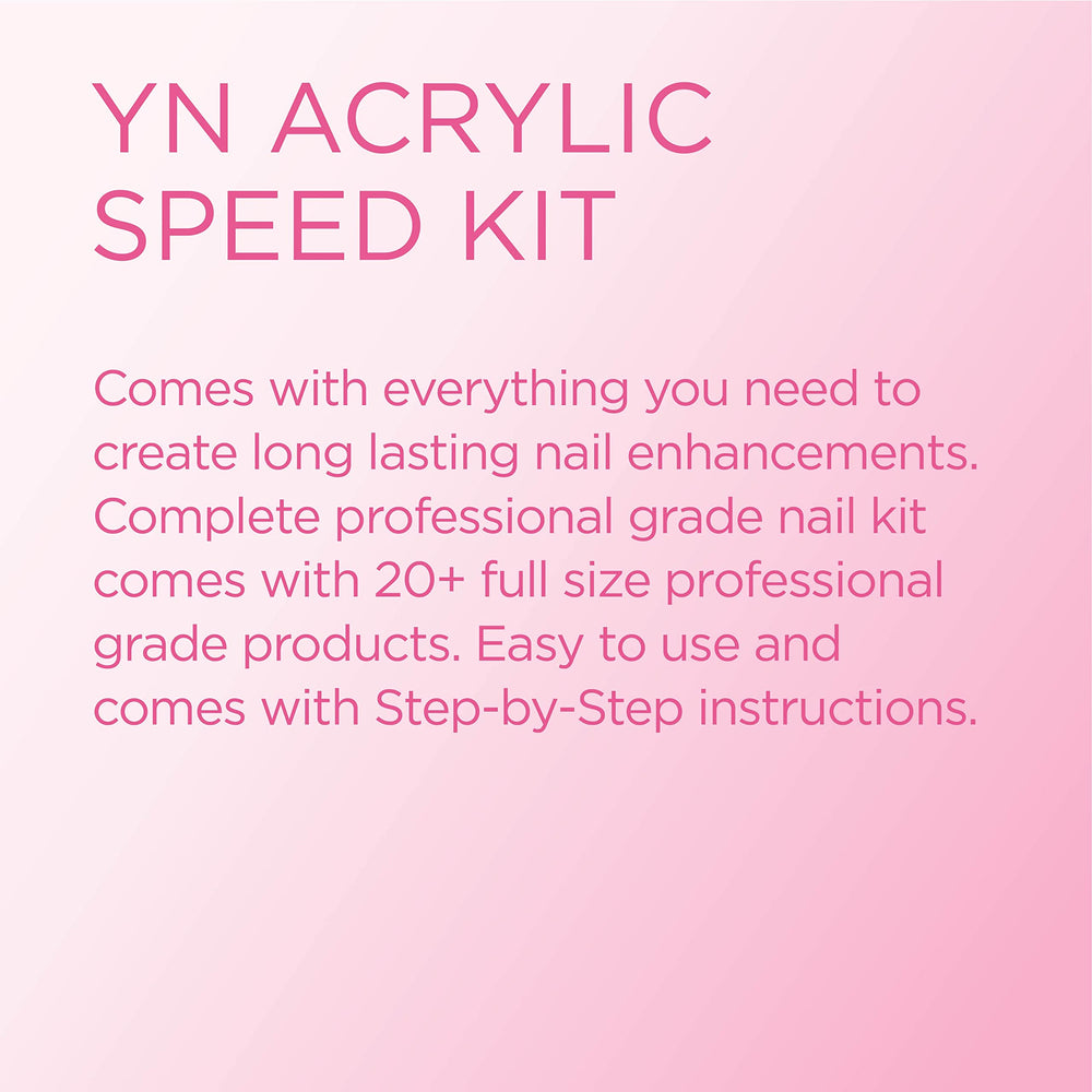 Young Nails Pro Kit Speed liquid and powders enable smooth, quick acrylic application.
