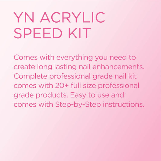Young Nails Pro Kit Speed liquid and powders enable smooth, quick acrylic application.