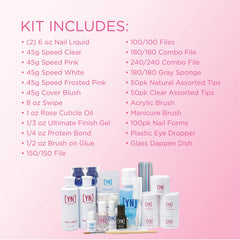 Young Nails Pro Kit Speed tools brush and dappen dish for precise mixing.