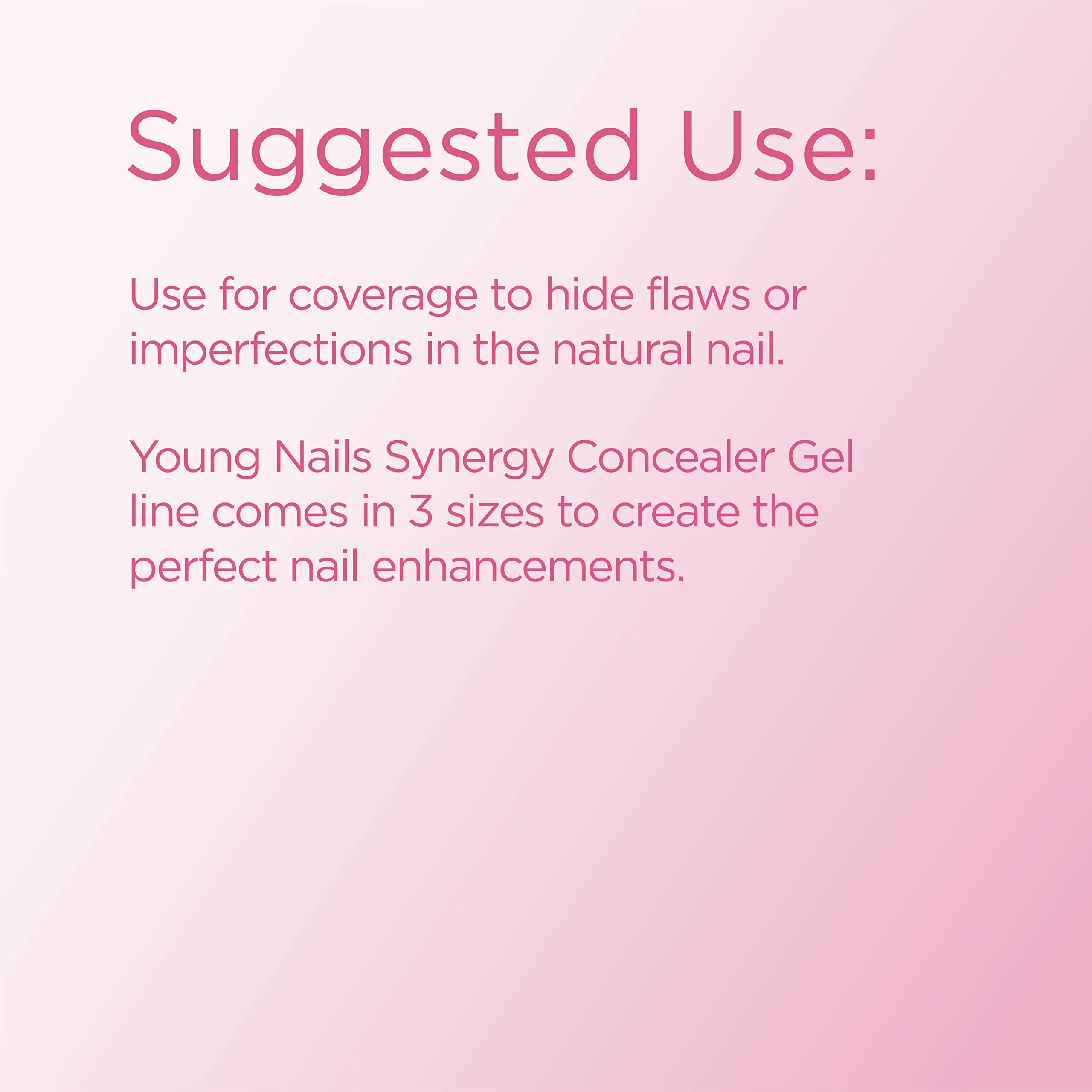 Young Nails Synergy Concealer Gel coverage to hide flaws on natural nails.