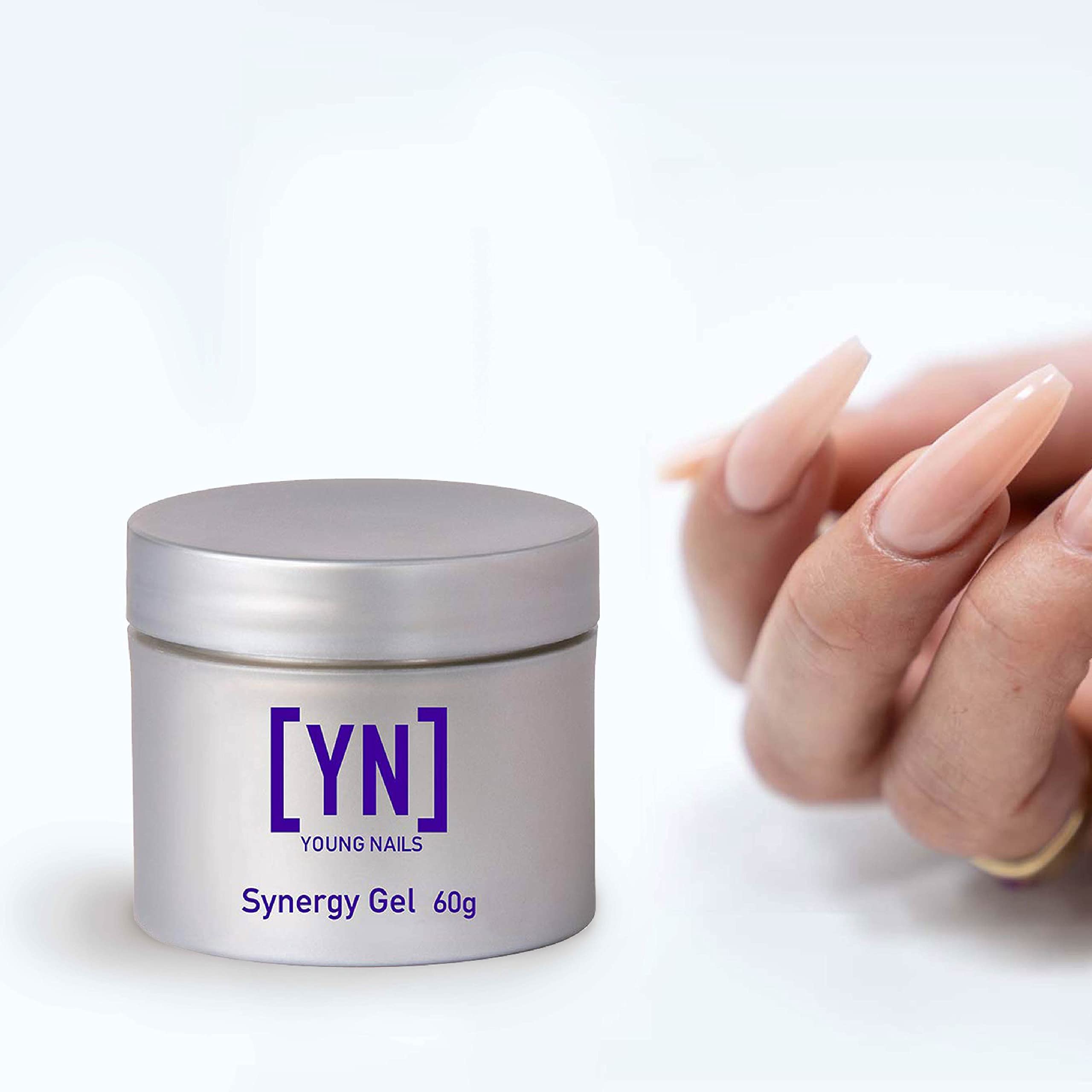 Young Nails Synergy Concealer Gel top coat gloss delivering high shine finish.