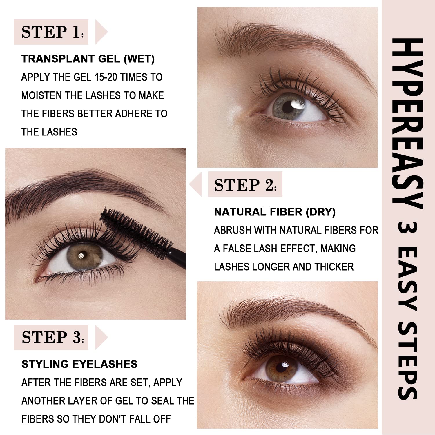 Packaging of Youngfocus 3D Fiber Mascara highlighting vegan and hypoallergenic formula.