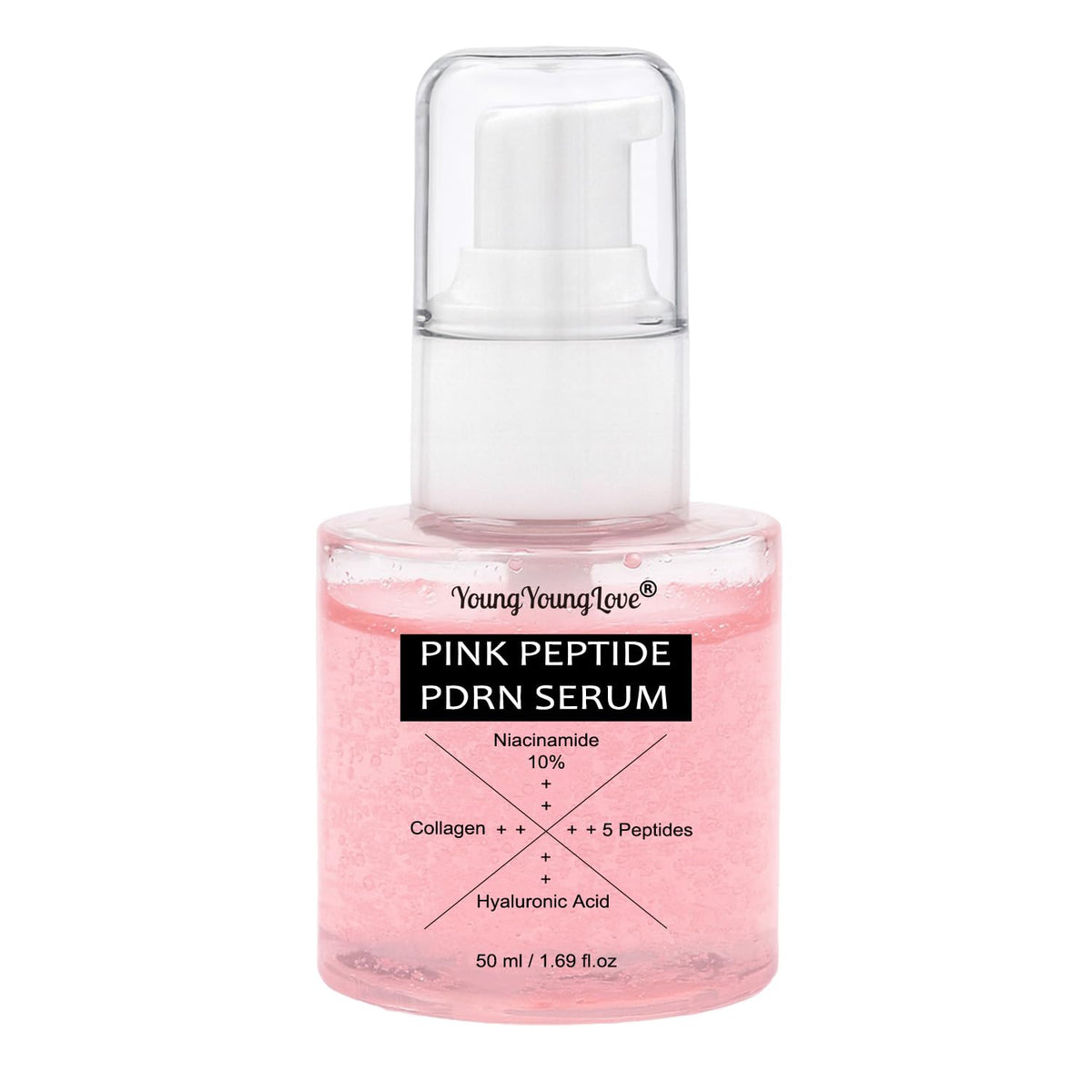 YOUNGYOUNGLOVE pink collagen serum bottle for firmer, radiant skin.