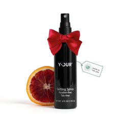 Y'OUR Silk Setting Spray bottle close-up showing a silky finish for long-lasting makeup