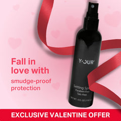 Y'OUR Silk Setting Spray fine mist application yields a light veil for fresh makeup