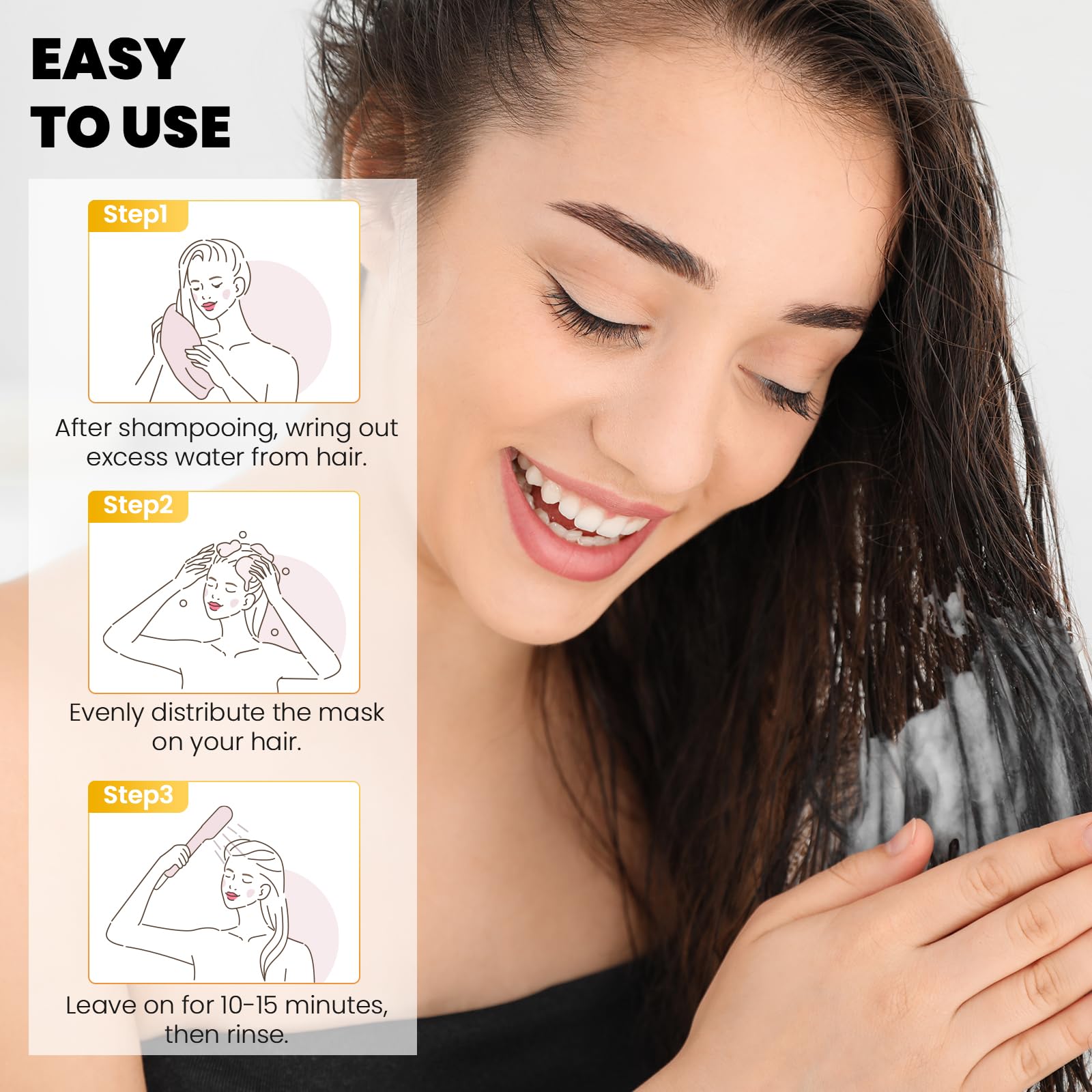 YOURTONE all-hair-types hair mask usage illustrating versatile conditioning.