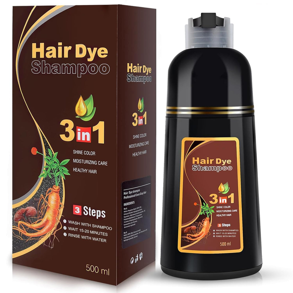 YOURTONE Brown Hair Dye Shampoo packshot highlighting color and conditioning benefits.