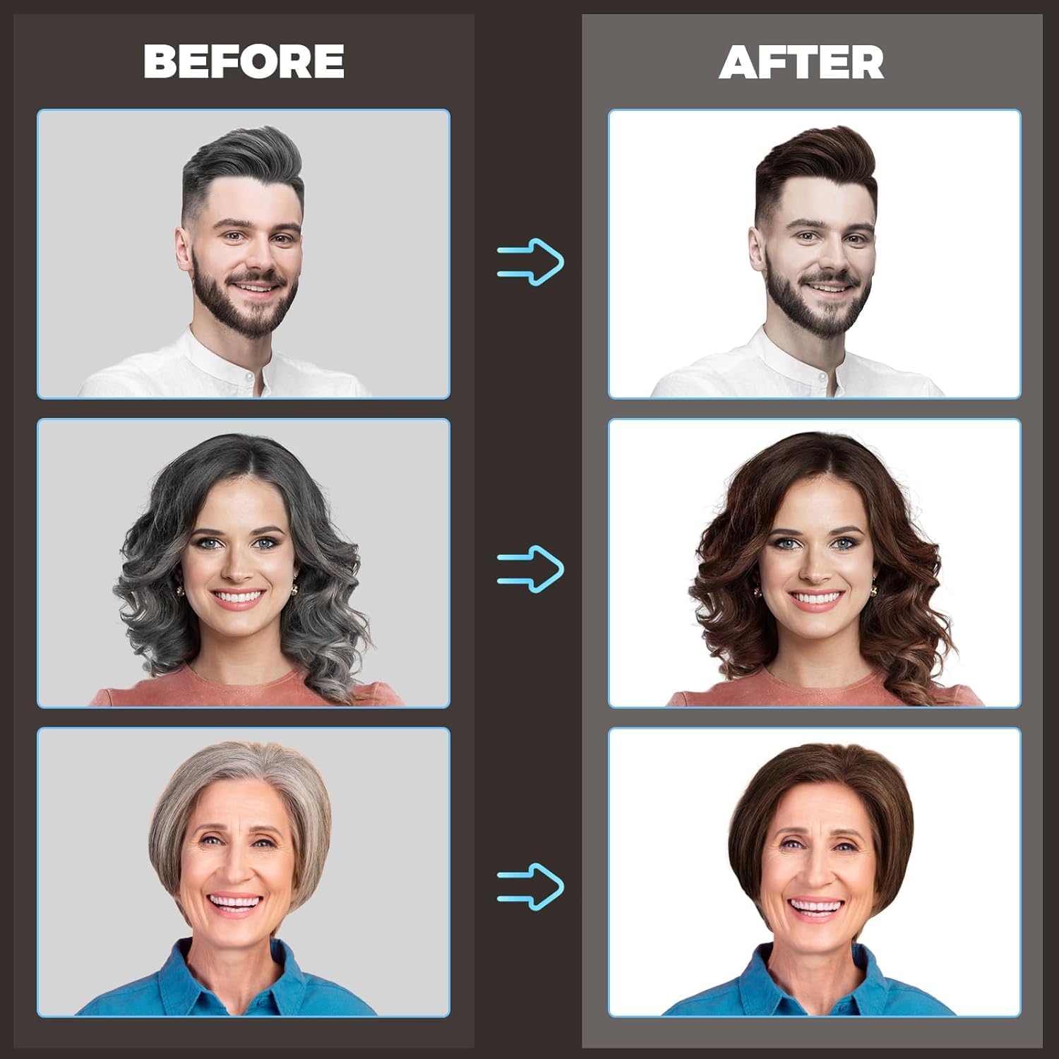 YOURTONE deep dark brown shade result for natural gray blending