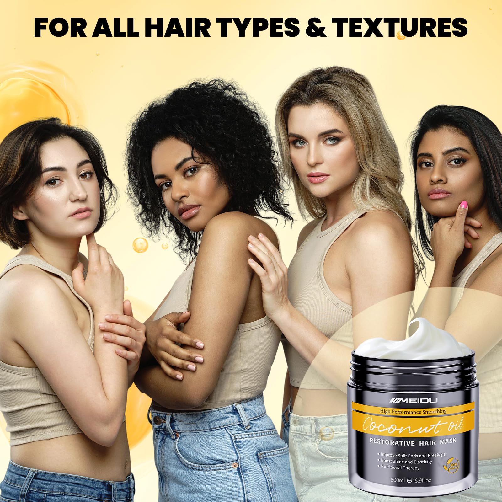 YOURTONE frizz-tamer mask demonstrates smoother-looking strands after use.