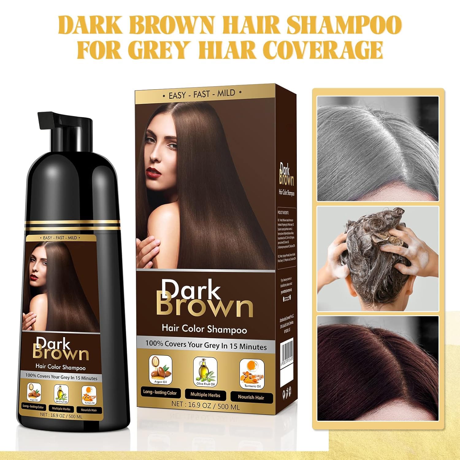 YourTone rich foam of the shampoo covering gray hairs evenly.
