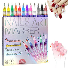 YOUSHEME 12-color nail art pens set with precise 0.5mm tips for detailed designs