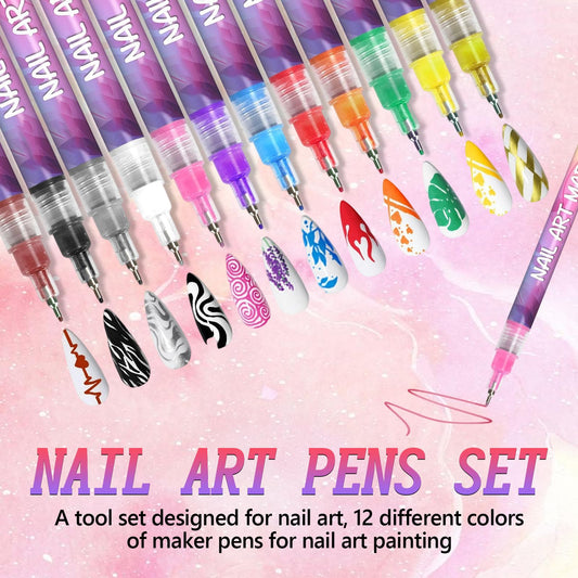 YOUSHEME nail art markers with 0.5mm tip for fine lines and patterns