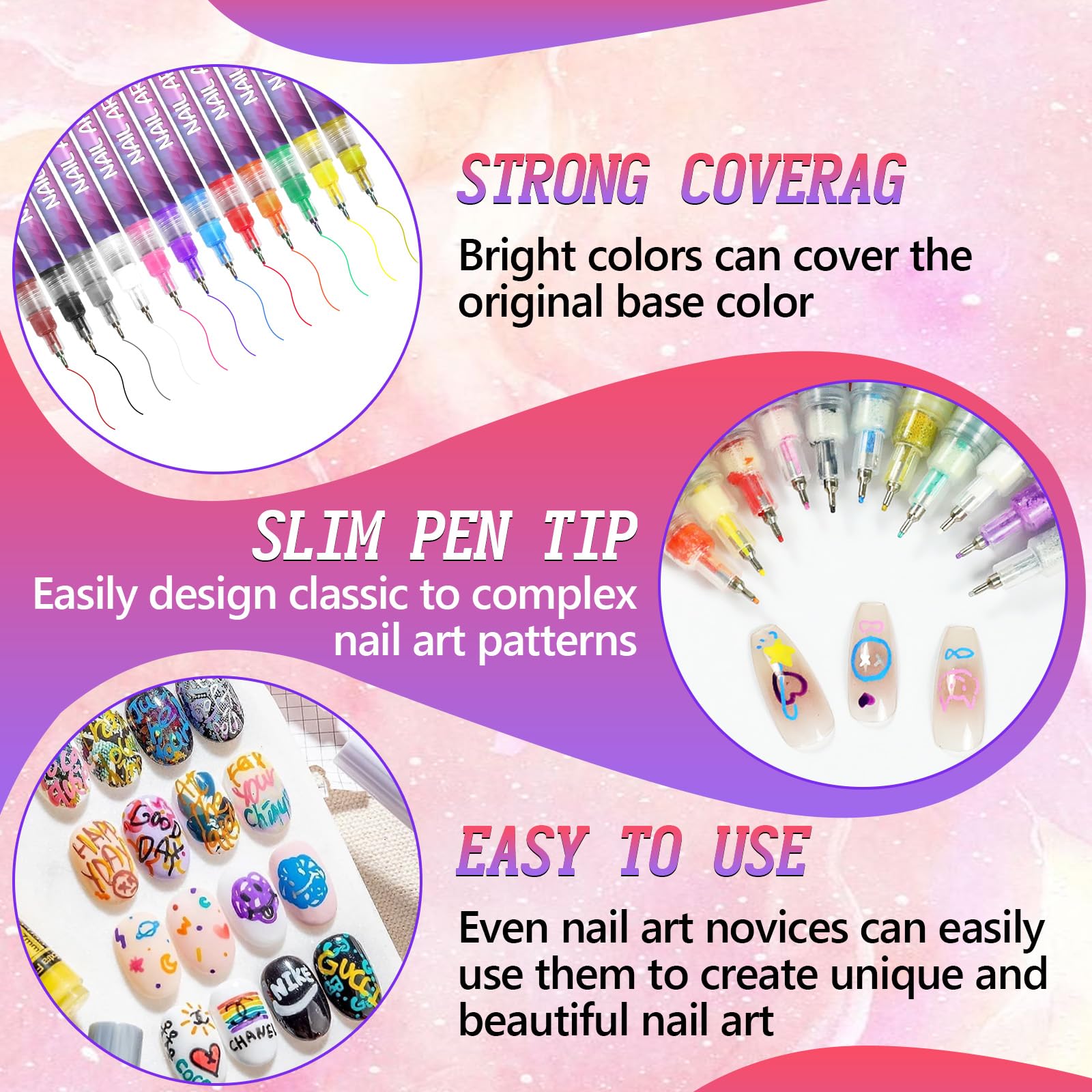 YOUSHEME waterproof nail art pens for durable wear