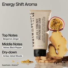 10% AHAs shown in Youth To The People scrub for skin refinement.