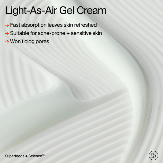 Youth To The People whipped gel texture close-up showing light, non-greasy formula.