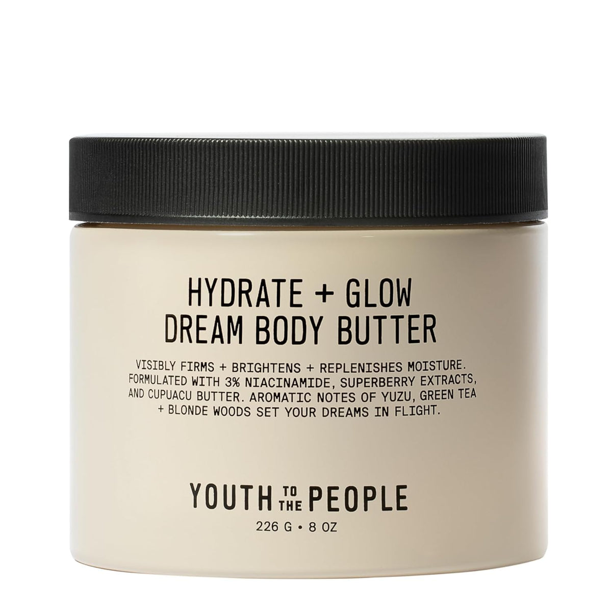 Youth To The People Superberry Hydrate + Glow Dream Body Butter bottle ready for daily hydration.