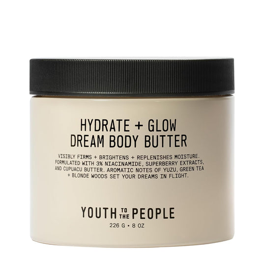 Youth To The People Superberry Hydrate + Glow Dream Body Butter bottle ready for daily hydration.