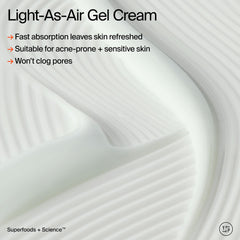 Texture close-up of whipped, lightweight gel for dewy skin